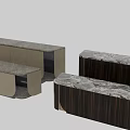 Modern Sideboard with Beige and Dark Brown Wooden Finish Marble Top and Elegant Contemporary Design