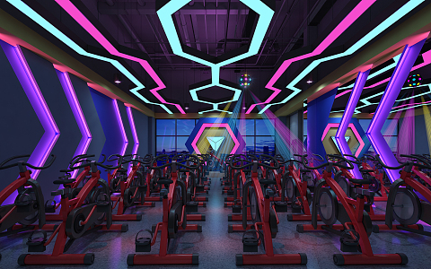 Modern Gym Spinning Room 3d model