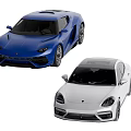 Blue Sports Car and White Sedan Showcasing Sleek Exterior and Modern Design Features