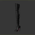 Stylish Women's Gray Knee High Boots With Ruched Design High Heel And Red Sole