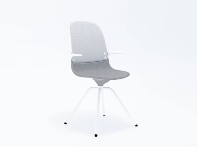 Modern Light Gray Fabric Office Chair With Armrests And White Base 3d model