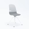 Modern Light Gray Fabric Office Chair With Armrests And White Base