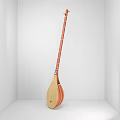 Traditional Wooden String Instrument With Long Neck And Pear Shaped Body