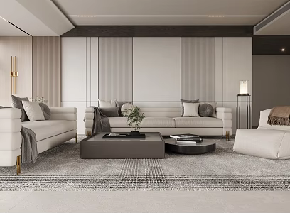 Modern Home Living Room Sofa Coffee Table Combination 3d model