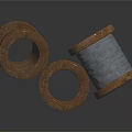 Industrial Equipment Wooden Spools With Gray Coiled Wire For Manufacturing Processes