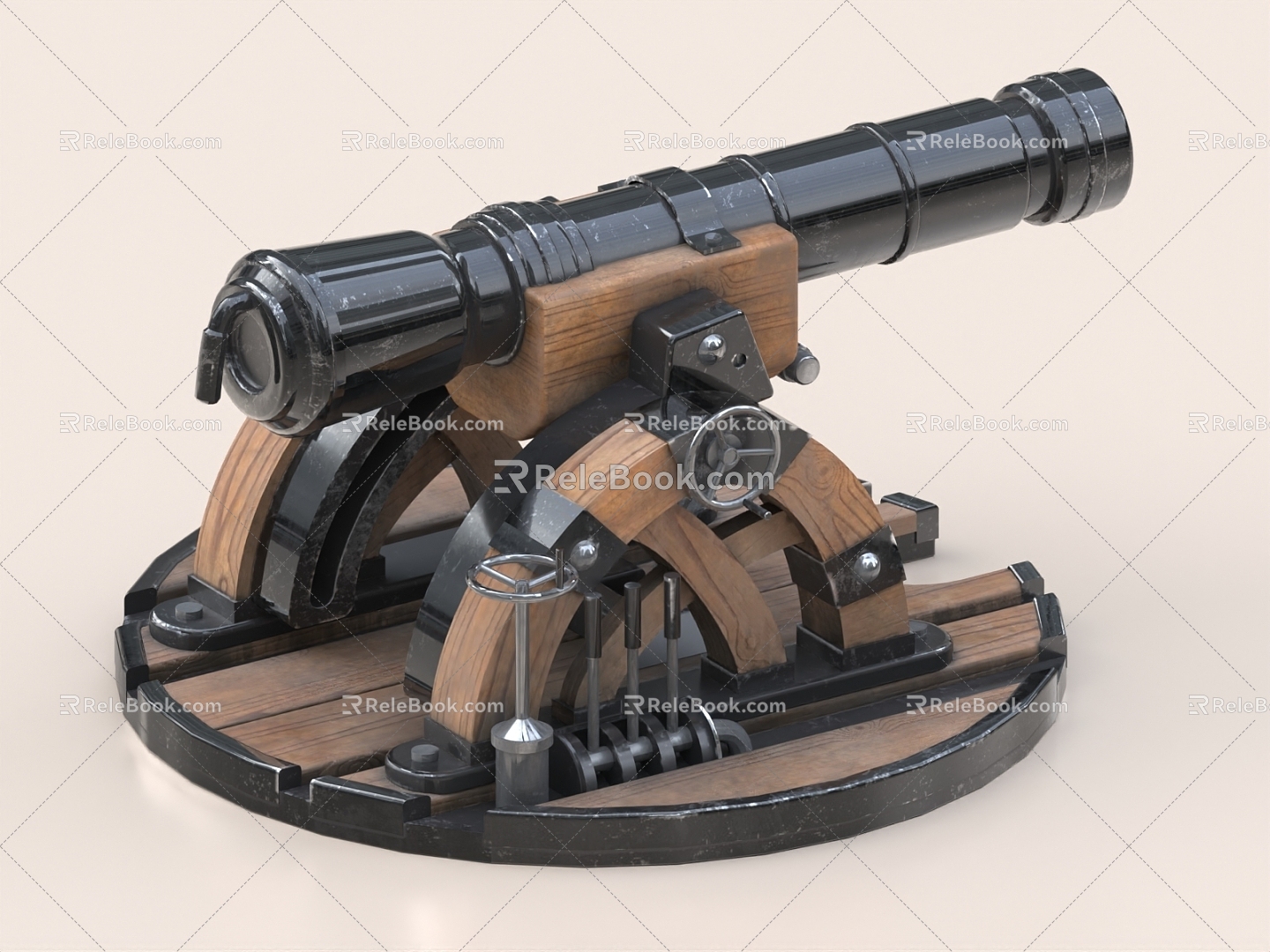 Retro cannon cannon ancient cannon cannon cannon cannon cannon red cannon antique relic fortress 3d model