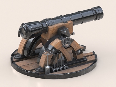 Retro cannon ancient cannon red cannon antique relic fortress 3d model