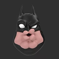 Cartoon Style Batman Mask Sculpture With Black Design And Pink Mouth Details