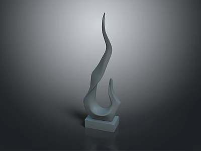 Modern Abstract Flame Sculptural Interior Decorative Home Furniture With Gray Base 3d model