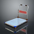 Durable Hardware Tool Platform Cart with Metal Frame Blue Wheels and Red White Striped Handle
