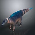 Realistic 3D Dinosaur Reptile Model With Blue Green Brown Stripes And Textured Skin