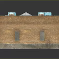 Building Model with Brick Exterior and Roof Mounted Blue Equipment and Solar Panels