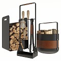 fireplace fireplace accessories fireplace minimalist metal firewood 3d model