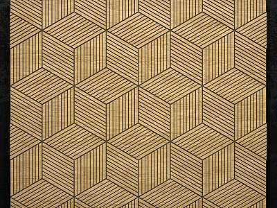 Decorative Room Divider With Geometric Striped Pattern In Beige And Dark Brown 3d model