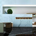 Modern Service Hall Interior With Spacious Layout Large Glass Windows And Bright Lighting 3d model