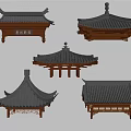 Traditional Chinese Architectural Roof Components With Curved Eaves And Black Tiles