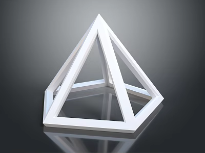 White Geometric Pyramid Frame Structure With Triangular Design And Reflective Surface 3d model