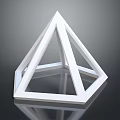 White Geometric Pyramid Frame Structure With Triangular Design And Reflective Surface