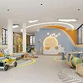 Kindergarten Interior With Colorful Decor Toys Slide Tables Chairs And Kids Play Space