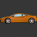 Orange Sports Car 3D Model With Blue Windows And Black Background Reflection 3d model