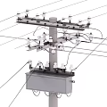 Roadside Electrical Infrastructure Featuring Utility Pole Power Lines And Transformer