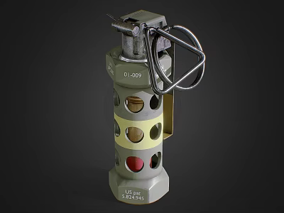 Military Grenade With Metal Pin Color Markers And Serial Number 152mm 3d model