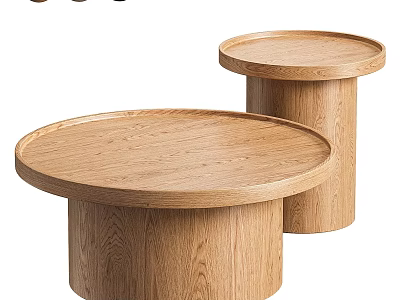 Simple Round Wooden Dining Tables With Natural Wood Grain And Modern Design 3d model