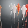 Colorful Squid Aquatic Animal Models in Various Hues Displayed Together