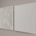 Two White Vertical Striped Panels Mounted on Gray Wall for Home Decor 3d model