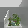 Tranquil Residential Landscape Featuring Staircase Lush Green Plants Small Pond and Soft Lighting