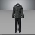 Green Jacket With Multiple Pockets And Black Straight Leg Trousers Outfit