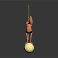 Graceful Woman Doing Handstand On Golden Ball While Holding Bow