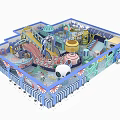 Indoor Playground With Colorful Slides Ocean Theme Decorations Ball Pit And Climbing Area