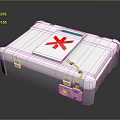 White Emergency Medical Device With Red Cross Symbol And Cable Connection