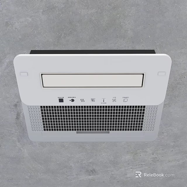 White Kitchen Ceiling Mounted Appliance With Grille Design And Control Panel 3d model 