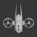 Futuristic Silver Flying Vehicle With Streamlined Design And Dual Rotors