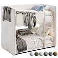 Cozy White Kids Bunk Bed With Ladder Striped Blanket And Decorative Pillows