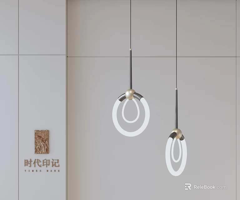 Elegant Modern Double Circular Rings Chandelier For Interior Lighting Design 3d model