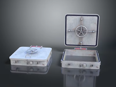 Metal Storage Equipment With Circular Lock And Steering Wheel Closure Open Closed Designs 3d model