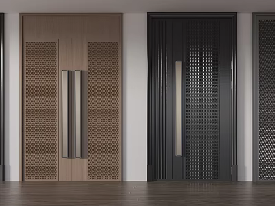 Modern Double Doors With Various Textures And Handles 3d model