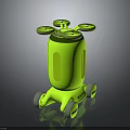 Futuristic Green Sci Fi Drone Robot With Propellers And Wheels Tech Design
