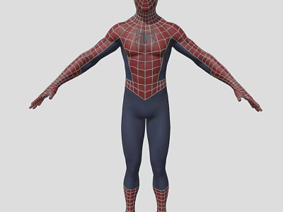 Detailed Spider Man 3D Model With Red And Blue Costume And Full Body Pose 3d model