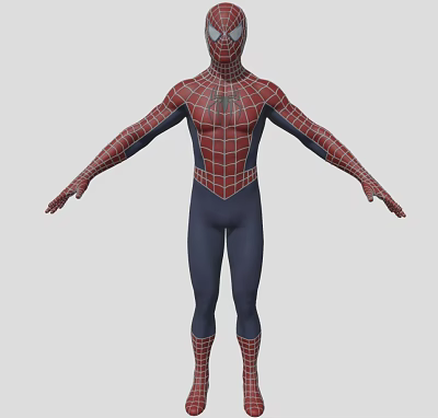 Detailed Spider Man 3D Model With Red And Blue Costume And Full Body Pose 3d model