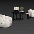 Modern Single Sofa With Side Table Potted Plant And Decorative Books