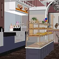 Cozy Dessert Shop Interior With Glass Display Cases Fresh Pastries And Warm Lighting