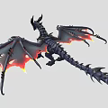 Mythical Flying Dragon With Large Flaming Wings Scaled Body And Horns