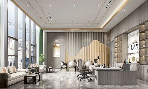 New Chinese Office Chairman's Office 3d model