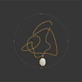 Elegant Golden Necklace With Hexagonal Green Stone Pendant And Chain Design