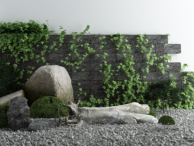 New Chinese style landscape sketch courtyard landscape sketch rockery creeper model