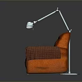 Modern Orange Leather Single Sofa Interior With Plaid Blanket On Wooden Floor